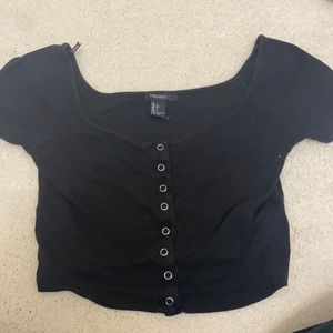 Black button tee